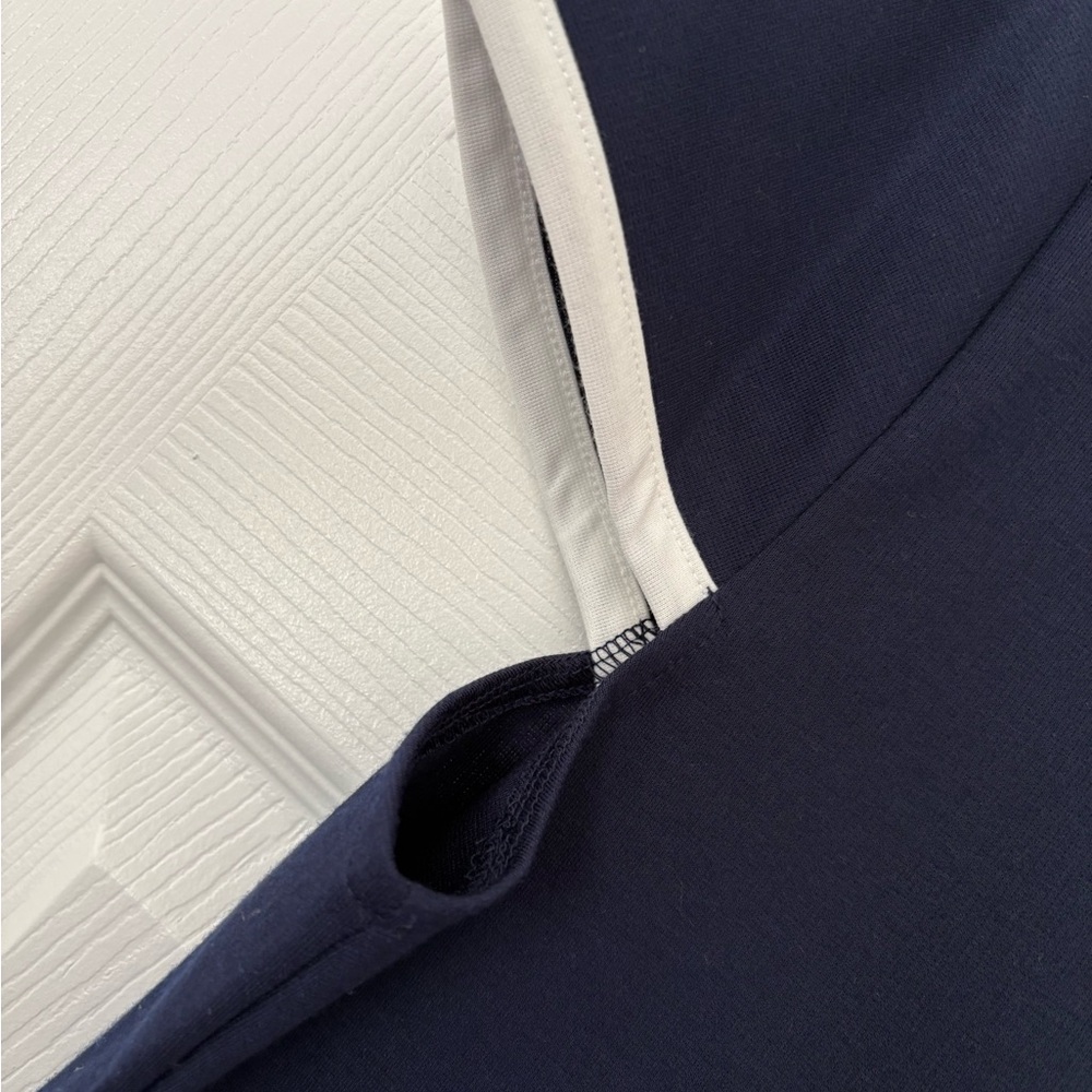 Isaac Mizrahi Navy Shift Dress with White Trim - Picture 8 of 12